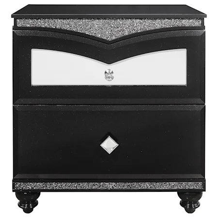 Contemporary 2-Drawer Nightstand with Felt Lined Top Drawer
